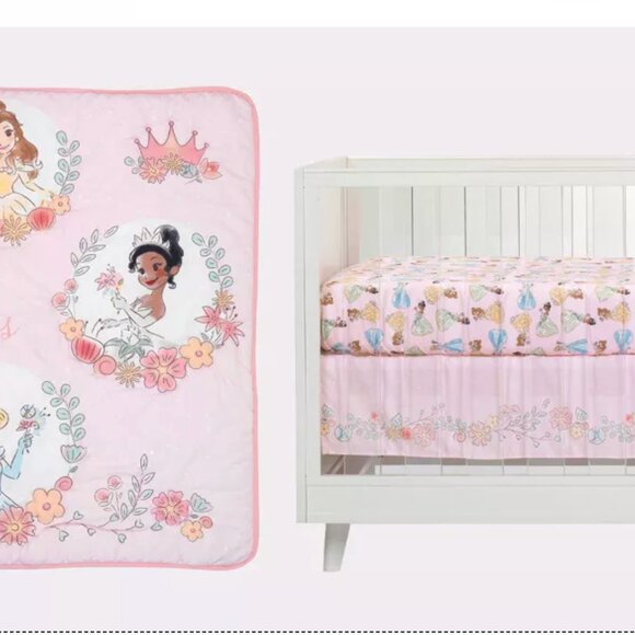 NWT Lambs & Ivy Disney Baby Princesses Crib Bedding Set - 3pc - Picture 3 of 9